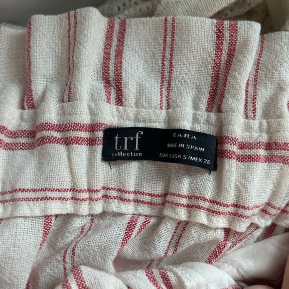 Zara High Waisted Red and White Striped Midi Wrap Skirt - Picture 9 of 11